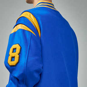 เสื้อแจ็คเก็ตวาร์ซิตี้สีน้ำเงินสำหรับผู้ชาย ลายแถบสีเหลือง สไตล์พรีปปี้ ปิดด้วยซิป ทรงปกติ ใส่ได้ในฤดูใบไม้ร่วง แฟชั่นแนวสตรีท - Product Image 5