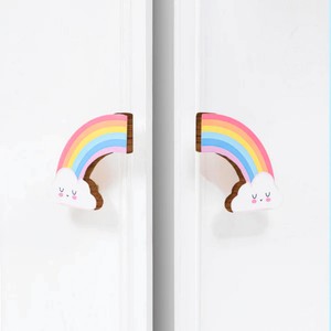 Poignées de porte modernes en bois d'acacia faites à la main, poignée arc-en-ciel, poignée de tiroir, poignées multicolores pour commode et armoire - Product Image 1
