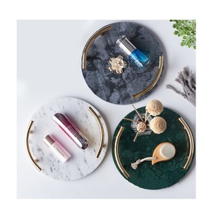 Home <b>Table</b> Decor Luxury Ornament Dry Fruit Plate Beige Marble Tray <b>Table</b> Decorate Fruits <b>Coffee</b> Storage Serving Tray - Product Image 3