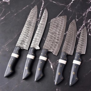 Ensemble de couteaux BK Industries en acier Damas à 67 couches, 5 pièces, manche en résine fait main, couteaux de chef durables et tranchants, 8-9,9 pouces, lame droite - Product Image 1