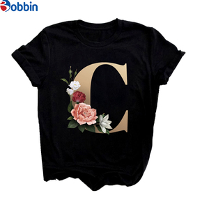 Camiseta de moda con combinación de letras y nombre personalizado para mujer, nueva camiseta de verano para parejas, ropa transpirable con estampado del alfabeto - Product Image 3