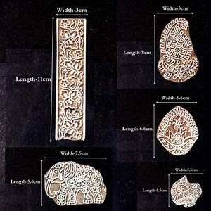 Set de Sellos de Madera Vedela Naturals con Diseños Bohemios para Estampado, para Mayores de 14 Años, para Bordes de Sarees, Manualidades con Henna, Tela, Papel, Arcilla y Cerámica - Product Image 2