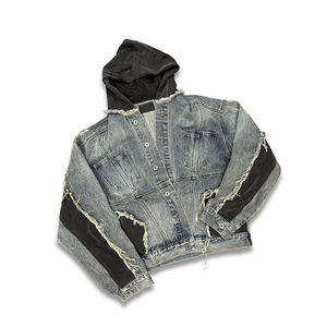 Chaqueta vaquera unisex Triveers estilo vintage con capucha, diseño rasgado, forro de algodón y cierre de botones para hombre - Colores variados - Product Image 6