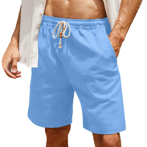 Shorts Bermuda Homme Gris Clair Uni Taille Mi-Haute avec Cordon de Serrage Style Décontracté en Tissu Oxford Respirant - Product Image 6