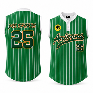 Camisetas de Béisbol y Sóftbol Sublimadas Personalizadas 2026, 100% Poliéster, Transpirables, de Secado Rápido, Tallas Grandes, Sin Mangas, con 2 Botones, para Equipo - Product Image 5