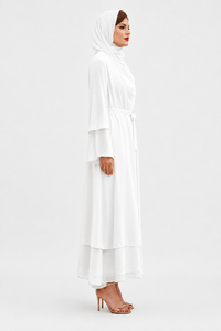Abaya longue pour femmes 2026, style élégant en tissu doux, caftan uni en polyester et mousseline avec ceinture assortie - Product Image 4