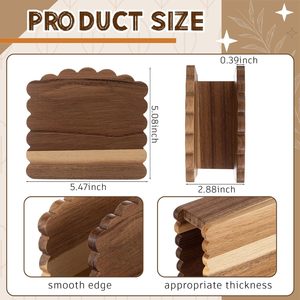 Porta Servilletas de Madera de Acacia, Dispensador de Servilletas Vertical de Madera Festoneada para Mesa, Estilo Rústico y Elegante para Bodas, Fiestas y Restaurantes - Product Image 6