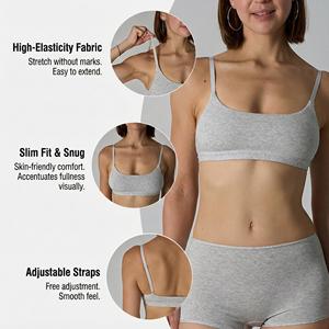 Women's Summer Camisole <b>Tops</b> Sleeveless Cotton Bandeau Bustier, Unpadded <b>Crop</b> Tank Vest Seamless - Product Image 4
