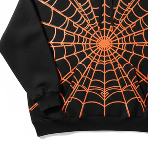 Sudadera con Capucha de Moda Urbana de Lujo con Estampado Digital de Telaraña de Invierno, Ajuste Regular, Diseño Gráfico Urbano de Alta Gama - Product Image 4