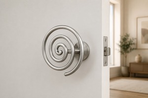 Butée de porte spirale en acier inoxydable au design moderne, support de porte à fixation au sol, butée de seuil pour porte en bois d'entrée - Product Image 4