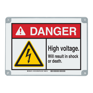 Señal de Peligro de Alto Voltaje Brady ToughWash, Impresa en PVC con Protección UV, Advertencia de Riesgos Eléctricos Industriales - Product Image 2