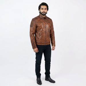 Customized Men's Genuine <b>Leather</b> Bomber <b>Jacket</b> with Zipper Closure Coated Fabric Breathable Hooded Regular Fit 320g Lightweight - Product Image 1