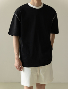 Nouveau T-shirt d'été pour homme à manches courtes, en coton peigné, à col rayé, style décontracté et professionnel, haute qualité à prix bas - Product Image 2