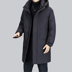 Mego Industry <b>Men's</b> <b>Long</b> Puffer Jacket Winter Thick Warm Zip up Quilted <b>Coat</b> Casual Solid <b>Black</b> 100% Polyester - Product Image 3