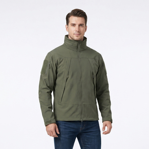 เสื้อแจ็คเก็ตผู้ชายแบบลำลอง คอตั้ง ผ้า softshell ซิปเต็มตัว อุ่นสบายสำหรับฤดูใบไม้ร่วง กันน้ำ ใส่ได้สองด้าน กันลม เหมาะสำหรับกิจกรรมกลางแจ้ง รับผลิตแบบ OEM - Product Image 4