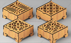 กล่องเก็บของไม้สไตล์โมเดิร์น ตัดด้วยเลเซอร์ ฝาปิดลายฉลุ |   กล่องของขวัญเครื่องประดับกันน้ำ เป็นมิตรกับสิ่งแวดล้อม - Product Image 2