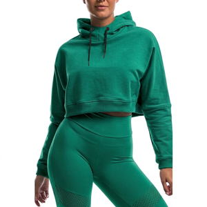 Mejor Precio de Fabricación al por Mayor, Servicio OEM, Nueva Llegada, Sudaderas Cortas con Capucha para Mujer, Antiencogimiento, Logotipo Personalizado, Ropa Deportiva Corta para Mujer - Product Image 1