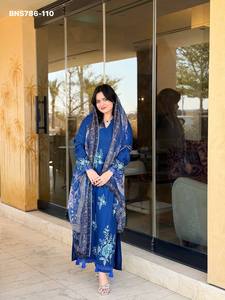Conjunto de Salwar-Suit y Dupatta de Rayón y Algodón con Bordado, Excelente Calidad, para Uso Ocasional, Nueva Variedad, Venta al Por Mayor - Product Image 4