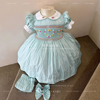 Gaun Bayi Perempuan Motif Garis Bunga 100% Katun, Kerah O, Bernapas, Lucu, Panjang Selutut, Musim Panas, Pasokan ODM, Pesanan Khusus