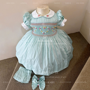 Vestido de Verano para Bebé Niña, 100% Algodón, con Rayas Florales, Cuello Redondo, Transpirable, Lindo, Largo hasta la Pantorrilla, Suministro ODM, Pedido Personalizado - Product Image 3