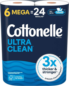 Cottonelle Ultra Clean <b>Toilet</b> Paper, 6 Mega <b>Rolls</b> = 24 Regular <b>Rolls</b>, Packaging May Vary - Product Image 4