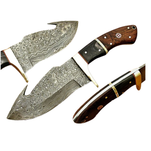 Nuevo Cuchillo de Caza y Desollado de Acero de Damasco de Hoja Fija de Grado Industrial, Fabricado por Edge Master, con Mango de Madera de Búfalo OEM - Product Image 3