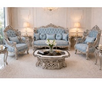 Ensemble de meubles de salon élégant en teck moderne, orné d'argent, luxueux, confortable et personnalisable, canapé, chaises, table - Durable, fabriqué aux États-Unis