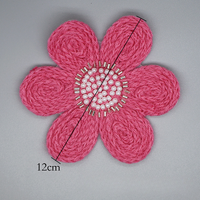 Appliques en tissu chenille perlé, fleurs 3D au crochet, PVC à coudre pour sacs et chaussures