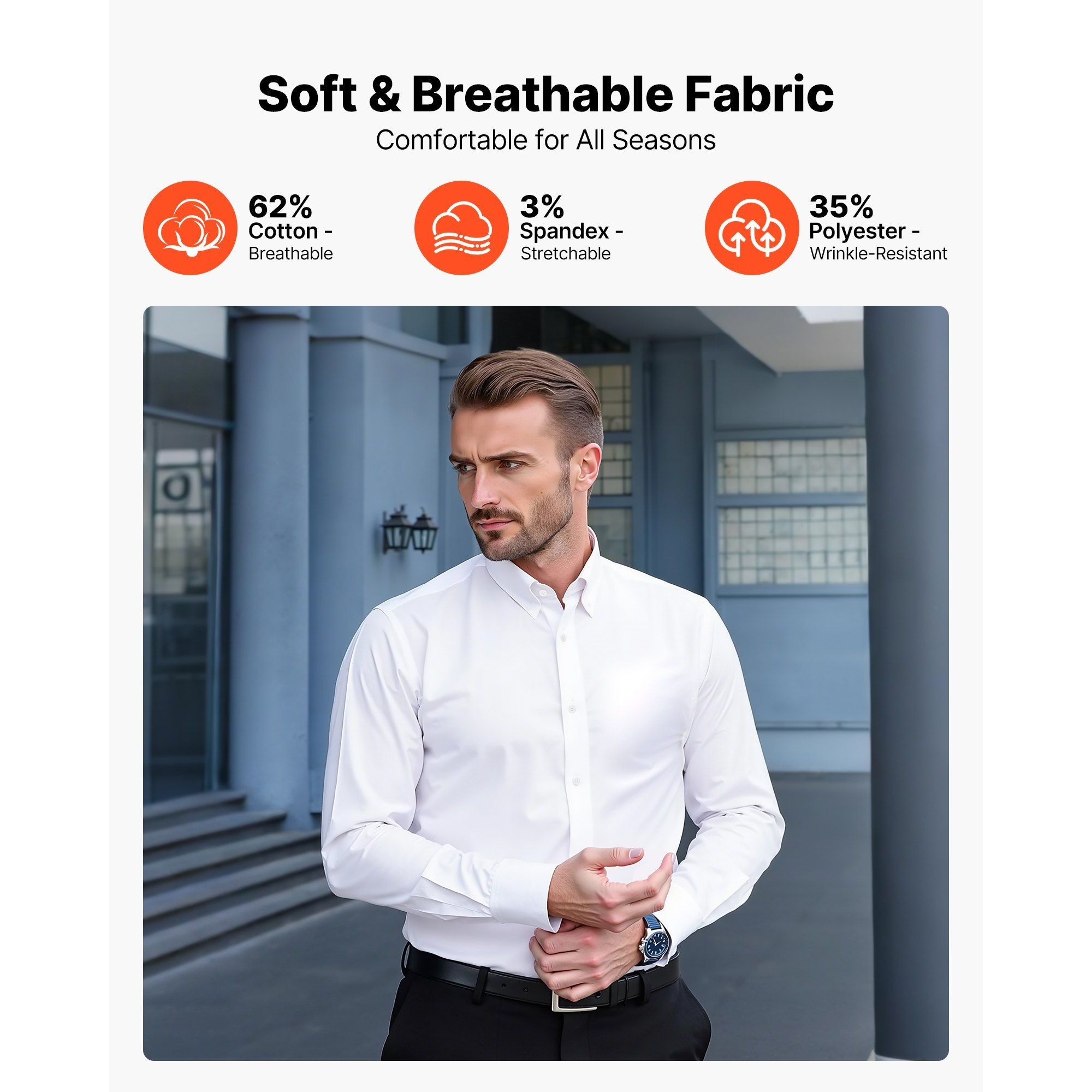 Men's Slim Fit White Dress Shirt Long Sleeve Poplin Soft Stretch Fabric Business Casual Formal Work Wedding Dinner| Alibaba.com Men's Slim Fit White Dress Shirt Long Sleeve Poplin Soft Stretch Fabric Business Casual Formal Work Wedding Dinner| Alibaba.com