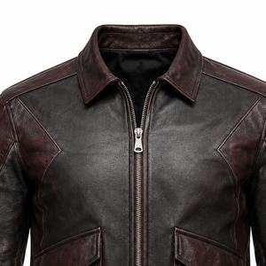 Blouson de moto de luxe pour homme en cuir véritable, coupe ajustée, style vintage de course, en cuir pleine fleur, fournisseur en gros - Product Image 3
