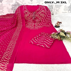 Meilleure collection de Kurti-Pant-Dupatta prêts-à-porter en pur coton avec imprimé Bandhani, exportateur indien - Product Image 1