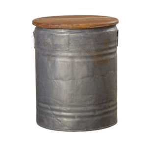 Tabouret rond en aluminium de style marocain moderne, finition martelée argentée, table d'appoint en métal pour intérieur et extérieur, mobilier d'appoint - Product Image 2