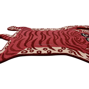 Handmade Wool <b>Tibetan</b> <b>Tiger</b> <b>Rug</b> 3X5 Red Low Pile Hallway Pattern Wholesale Jaipur India - Product Image 5