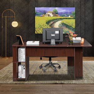 Scrivania per Computer ad Angolo Retto a Forma di L in Legno con Librerie Mobili Convertibili per Camera da Letto o Ufficio d'Hotel - Product Image 2