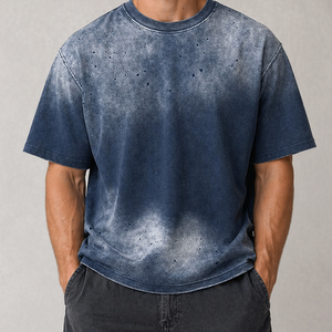 T-shirt pour homme en coton 100% lourd, délavé, style vintage, coupe confortable, écologique et à séchage rapide pour un usage quotidien - Product Image 3