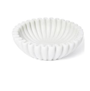 Bol à volants en marbre cannelé, élégant centre de table en marbre pour fruits, pour la décoration intérieure - Product Image 1