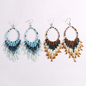 Pendientes de Moda Bohemios con Cuentas y Borlas para Mujer, Pendientes Hechos a Mano con Cuentas de Colores de MD HANDICRAFTS - Product Image 4