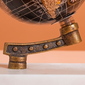 Traditional Marble Bookends with Globe Design 2Pcs Stone Book Holder Decorative World <b>Map</b> Pattern Round Shape Metal Handicraft - Product Image 5