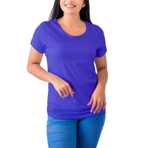T-shirt imprimé à manches courtes pour femme en tissu polyester/coton, couleur unie, col rond, écologique, respirant, séchage rapide - Product Image 3