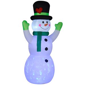 Pupazzo di Neve Natalizio Gonfiabile da 3 Metri con Cappello Nero e LED, Decorazione da Giardino per Esterni, Addobbi Natalizi Gonfiabili - Product Image 1