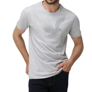 Großhandel Hochwertige Herren Plain T-Shirts Silber T-Shirt Benutzer definierte übergroße T-Shirts für Herren