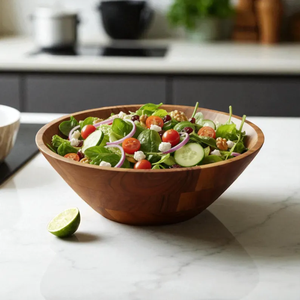 Tazón de madera de acacia para ensalada, tazón rústico para servir de 8 pulgadas - Product Image 6