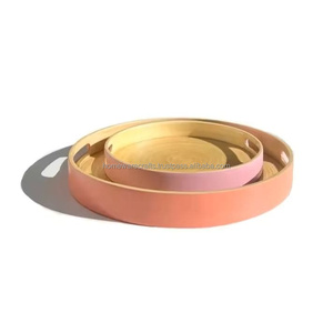 Plateau rond en bambou filé, prix de gros, écologique, plateau de service pour hôtel et complexe hôtelier, léger et durable - Product Image 1