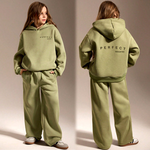 Ensemble sweat-shirt et pantalon de survêtement oversize pour jeunes filles, en coton éponge tricoté respirant 500 GSM, teint uni, coupe large, haute qualité, hiver - Product Image 3