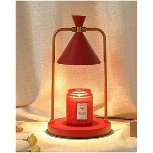 Designer Candle Warmer <b>Table</b> <b>Lamp</b> with Wooden <b>Base</b> Metal Stand and Embossed Glass Shade for Home Decoration - Product Image 4