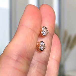 Moissanite Heart Stud <b>Earrings</b> Luxury <b>Fine</b> Jewelry Romantic Everyday Sparkling Gift For Her - Product Image 2