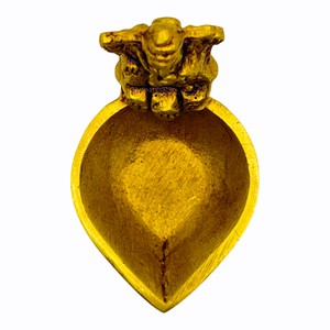 Figurine artisanale en laiton antique patiné du Dieu Ganesha, base de Diya, décoration religieuse traditionnelle, décoration de table pour la maison - Product Image 4