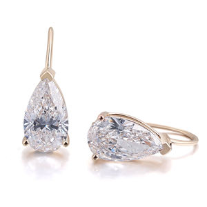 3 Ct Pear Diamond <b>Drop</b> Earrings for Women 14K Yellow Gold Lever-<b>back</b> Teardrop Earrings Bridal Wedding Jewelry Anniversary Gift - Product Image 2