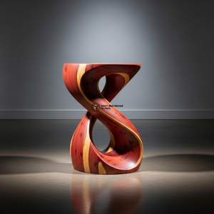Designer Twisted Wooden <b>Stool</b> – Artistic Solid Wood Side <b>Table</b> for Living Room & Luxury Interiors - Product Image 1