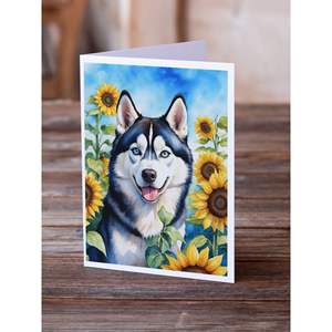 แปลกไซบีเรียฮัสกี้ในดอกทานตะวัน A7การ์ดอวยพรแพ็ค8การ์ดเปล่าพร้อมซองจดหมายขนาด5x7 - Product Image 2